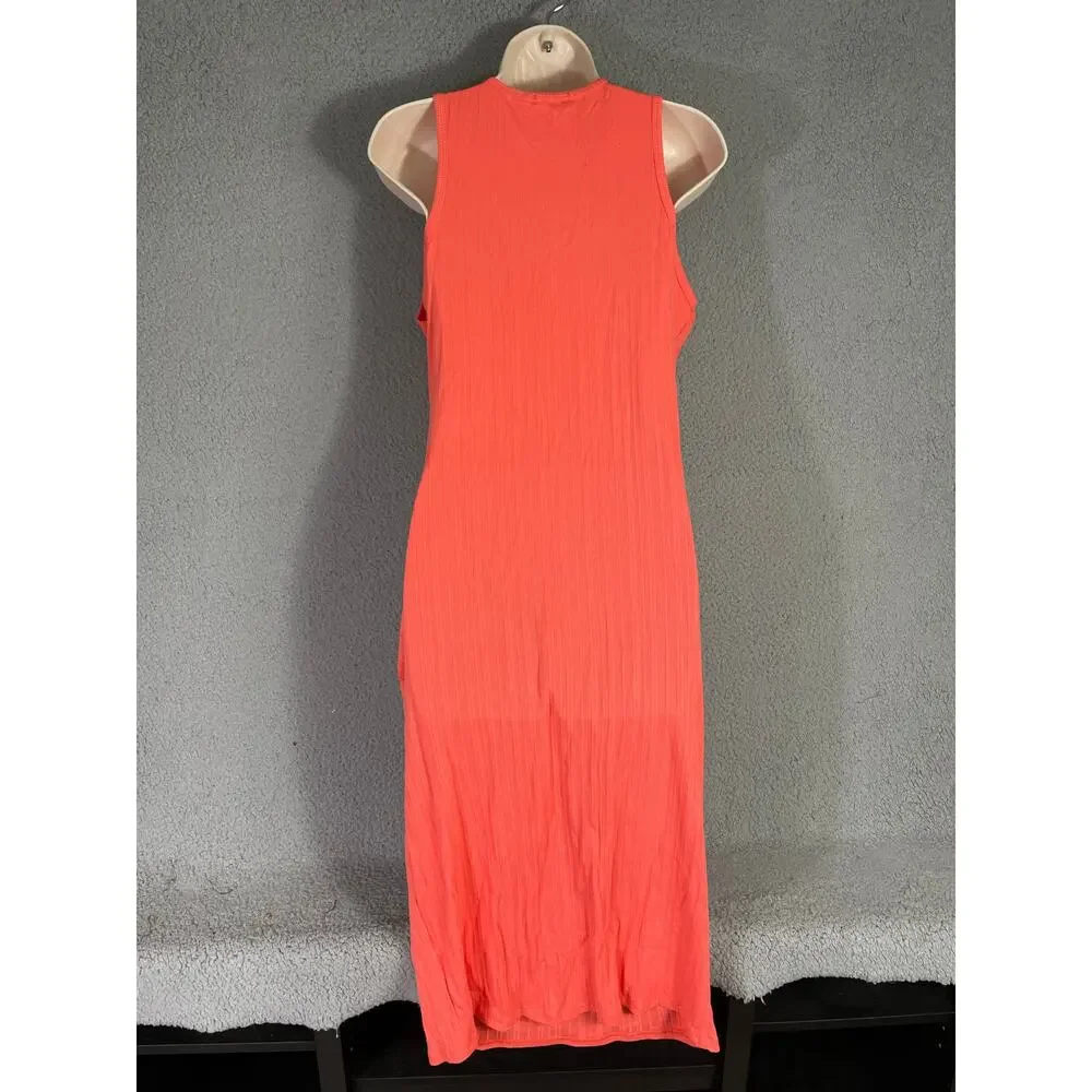 Fashion Nova‎ Women's 1X Orange Cutout Ribbed Bodycon Midi Dress Sleeveless - Picture 8 of 9